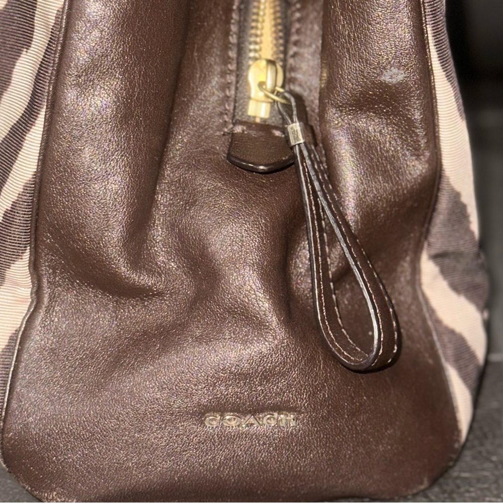 Coach Brown and Tan Hobo Bag with Zebra Print - Picture 6 of 14